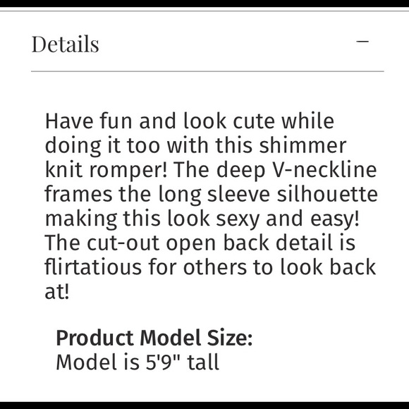 EUC Shimmer V-Neck Romper - Picture 6 of 7